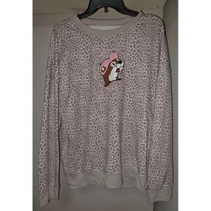 Buc-ee's Leopard Print Sweatshirt Womens Medium Brown Pink Cartoon Logo Pullover